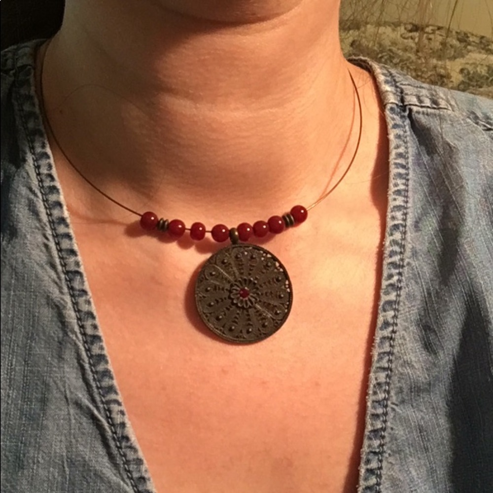 Vintage Boho medallion necklace BOGO
